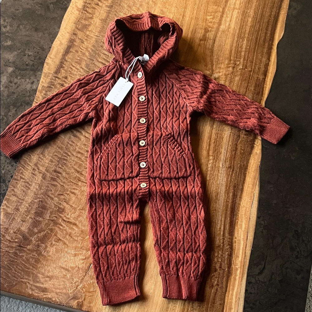 Cozy Rust Kids Hooded One Piece